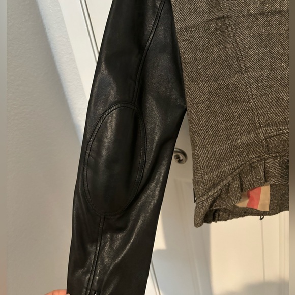 Burberry Brit Wool and Leather Biker Jacket, Size US 4 - Picture 4 of 11